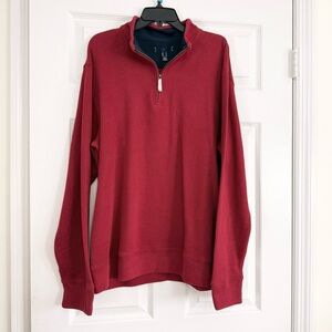Lands’ End Dark Red Quarter Zip Sweater XL NEW